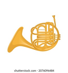 Französisches Hornmusikinstrument einzeln auf weißem Hintergrund.Vektorgrafik.