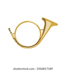 French horn musical instrument isolated on white background. Vector flat illustration for logo ,banner or education design.