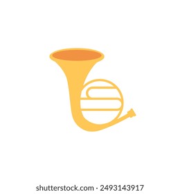 French horn musical instrument on isolated white background. French horn icon. Vector illustration cartoon flat style.