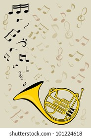 French horn and notes