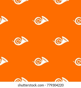 French horn pattern repeat seamless in orange color for any design. Vector geometric illustration