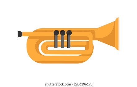 French horn or Saxophone, isolated wind musical instruments for performing concerts and playing classical compositions. Vector in flat cartoon style illustration