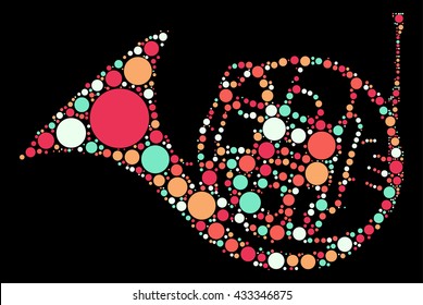 French Horn shape vector design by color point