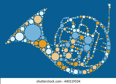 French Horn shape vector design by color point