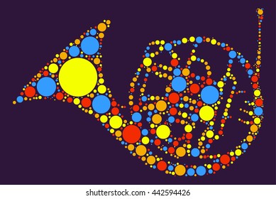 French Horn shape vector design by color point