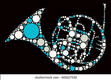 French Horn shape vector design by color point