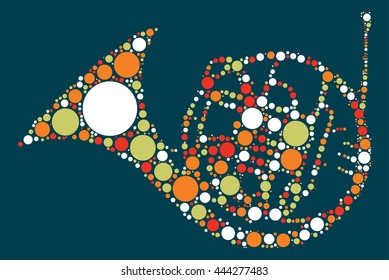 French Horn shape vector design by color point
