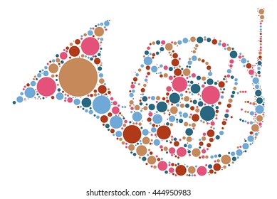 French Horn shape vector design by color point