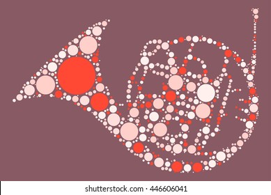 French Horn shape vector design by color point