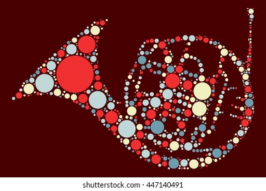 French Horn shape vector design by color point