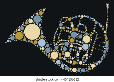 French Horn shape vector design by color point
