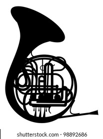 French Horn  Silhouette Vector