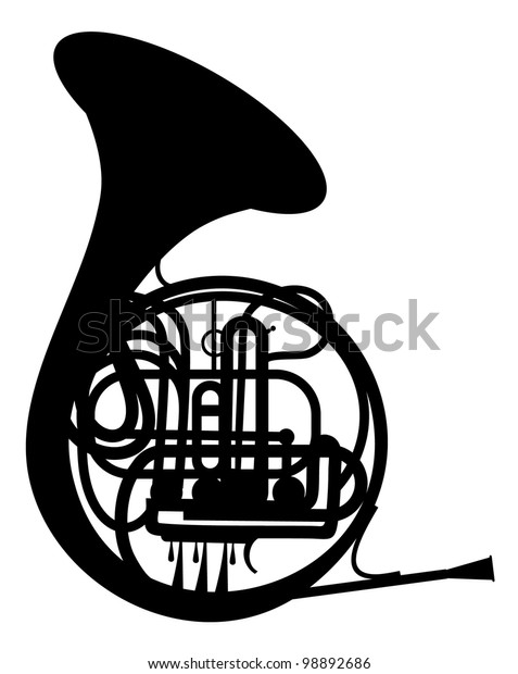 French Horn Silhouette Vector Stock Vector (Royalty Free) 98892686 ...