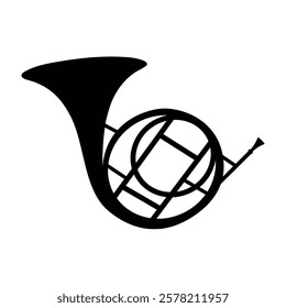 French horn silhouette vector design isolated on a white background