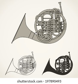 French Horn Vector