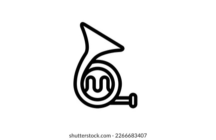 french horn vector icon black and white background wind instrument eps 8