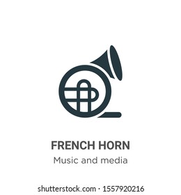 French horn vector icon on white background. Flat vector french horn icon symbol sign from modern music collection for mobile concept and web apps design.