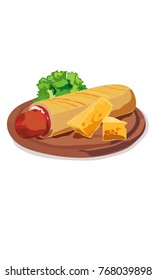 French Hot Dog vector drawing illustration