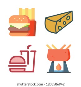 french icon set. vector set about fast food, cheese, hamburger and fondue icons set.