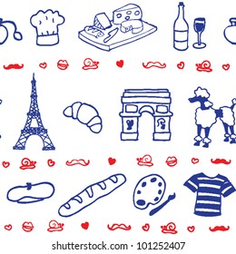 French icon symbol seamless pattern