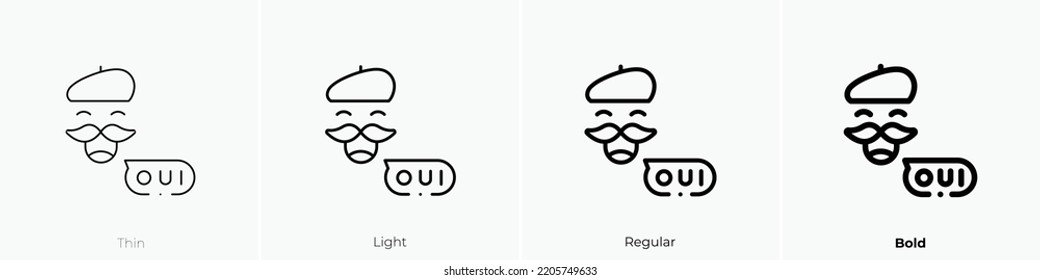 french icon. Thin, Light Regular And Bold style design isolated on white background