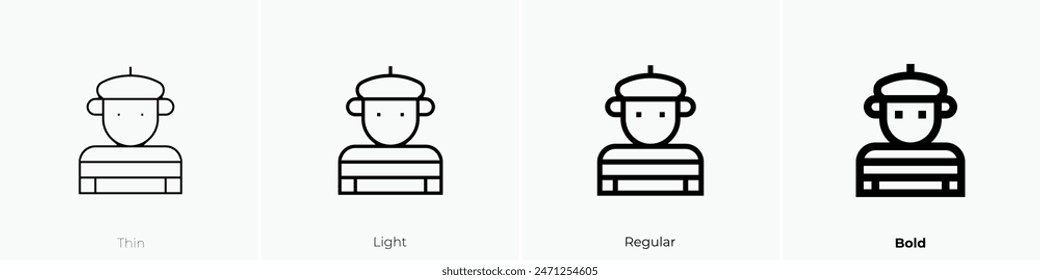 french icon. Thin, Light Regular And Bold style design isolated on white background