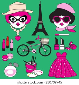 French icons illustration set