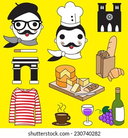 French icons illustration set