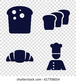 French icons set. set of 4 french filled icons such as croissant, chef
