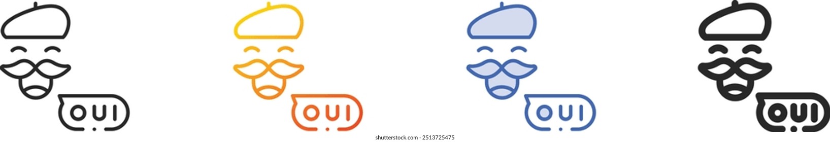 french icon.Thin Linear, Gradient, Blue Stroke and bold Style Design Isolated On White Background
