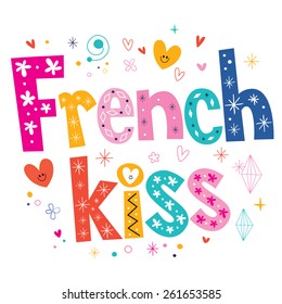 French Kiss Type Lettering Decorative Text