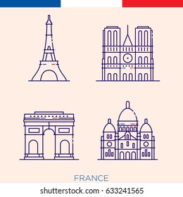 French landmark, buildings in France, icons