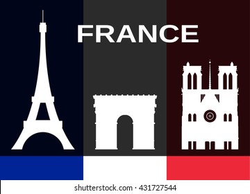 French landmarks icons set