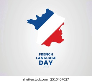 French Language Day vector illustration. Grunge Flag of France icon vector on a white background. Abstract paintbrush French flag design element. Eiffel Tower simple icon. March 20. Important day