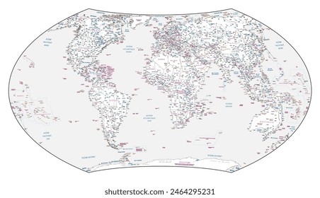 Französische Sprache Politische Weltkarte Umriss Wagner VII Projektion