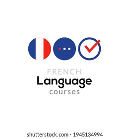 French language school logo course concept. Vector French speak fluent course design
