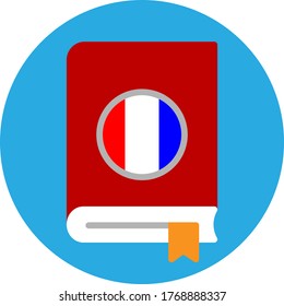 The French Language subject on the book icon flat style eps 10 for web design