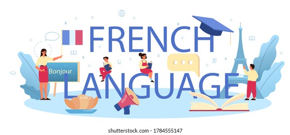 French Language Typographic Header Language School Stock Vector ...