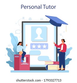 French learning online service or platform. Language school french course. Study foreign languages with native speaker. Online personal tutor. Vector illustration