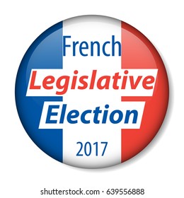 French legislative election. French flag text legislative election. Legislative elections 15th National Assembly. Text in national colors for the day Legislative elections