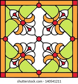 French Lilies, symmetric composition, seamless background, vector illustrations in stained glass window