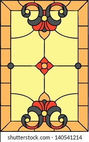 French Lilies, symmetric composition, seamless background, vector illustrations in stained glass window