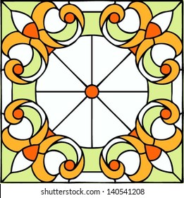 French Lily, symmetric composition, seamless background, vector illustrations in stained glass window