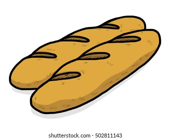 French loaf / cartoon vector and illustration, hand drawn style, isolated on white background.