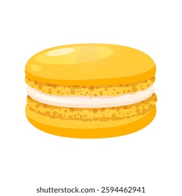 French macaron dessert with lemon flavor isolated on white background.