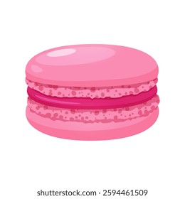 French macaron dessert with raspberry flavor isolated on white background.