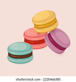 French macaron dessert. Vector illustration.
