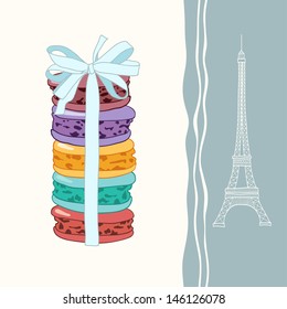 French macaroons and Eiffel Tower