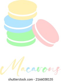 Macarons franceses. Logo de la tienda de dulces y de la cafetería. Ilustración vectorial en estilo plano.