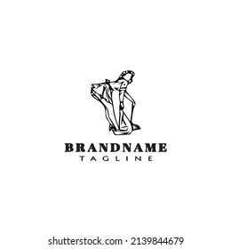 french maid logo cartoon design template icon black modern isolated vector